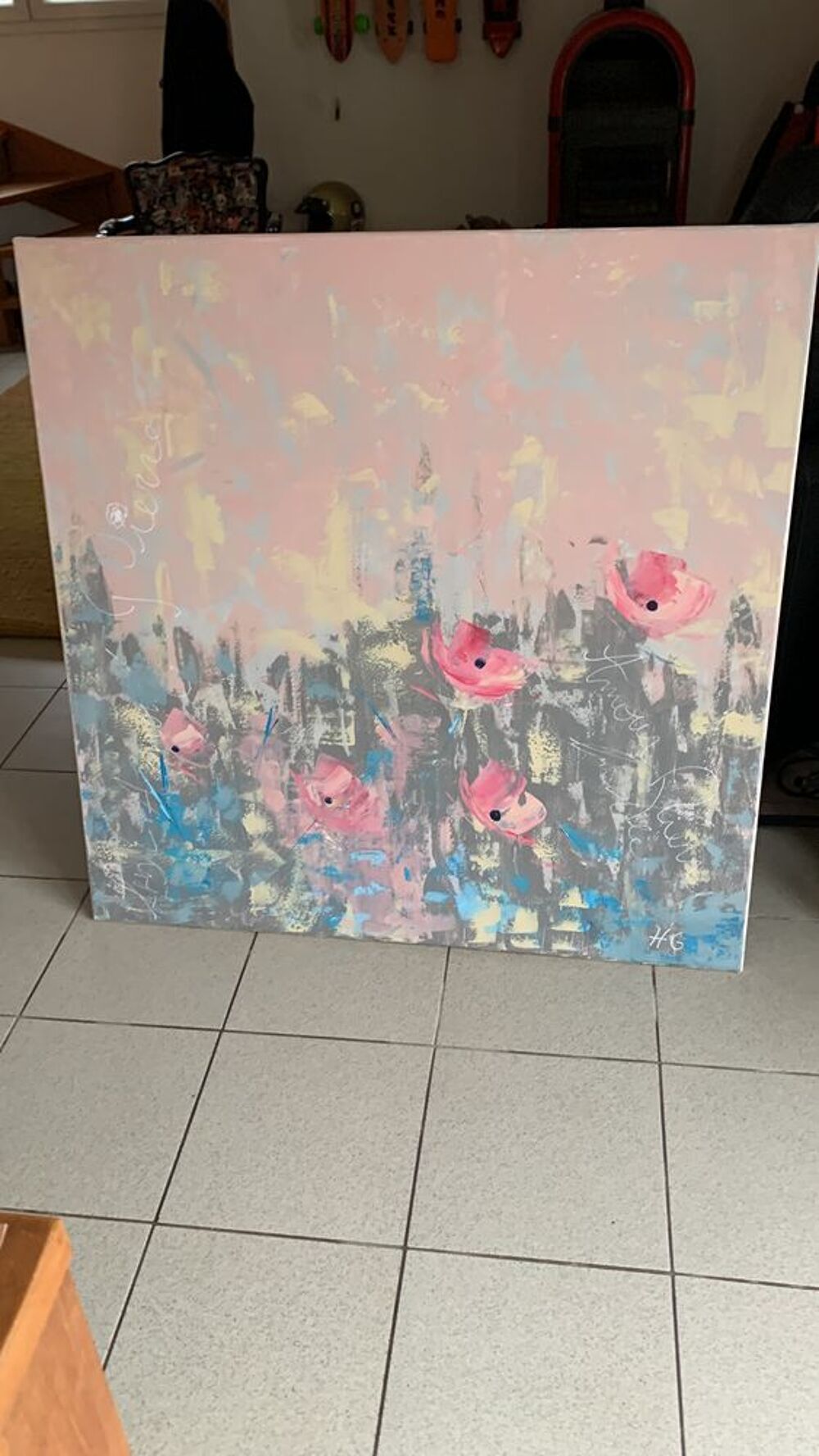 Acrylique sur toile 1 m&egrave;tre sur 1 m&egrave;tre 