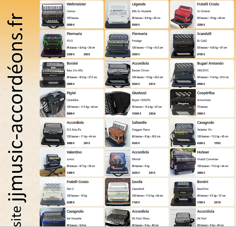 plusieurs accord&eacute;ons r&eacute;vis&eacute;s et garantis visible sur le site Instruments de musique