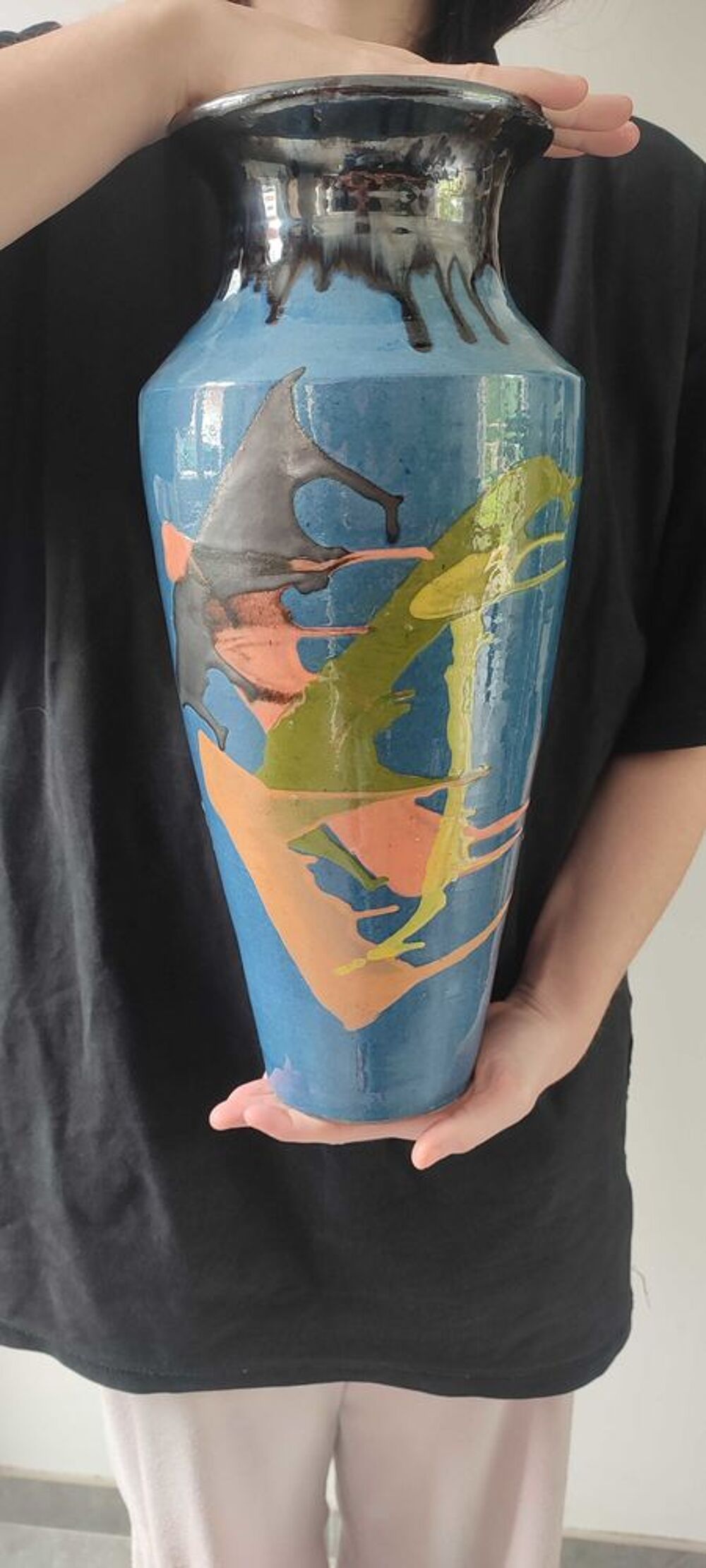 Grand vase c&eacute;ramique de 39 cm Atelier Thomas BUXO (1970) 