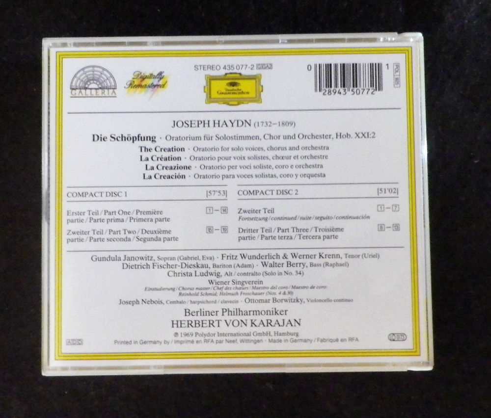 2 CD - HAYDN - La Cr&eacute;ation - Karajan CD et vinyles