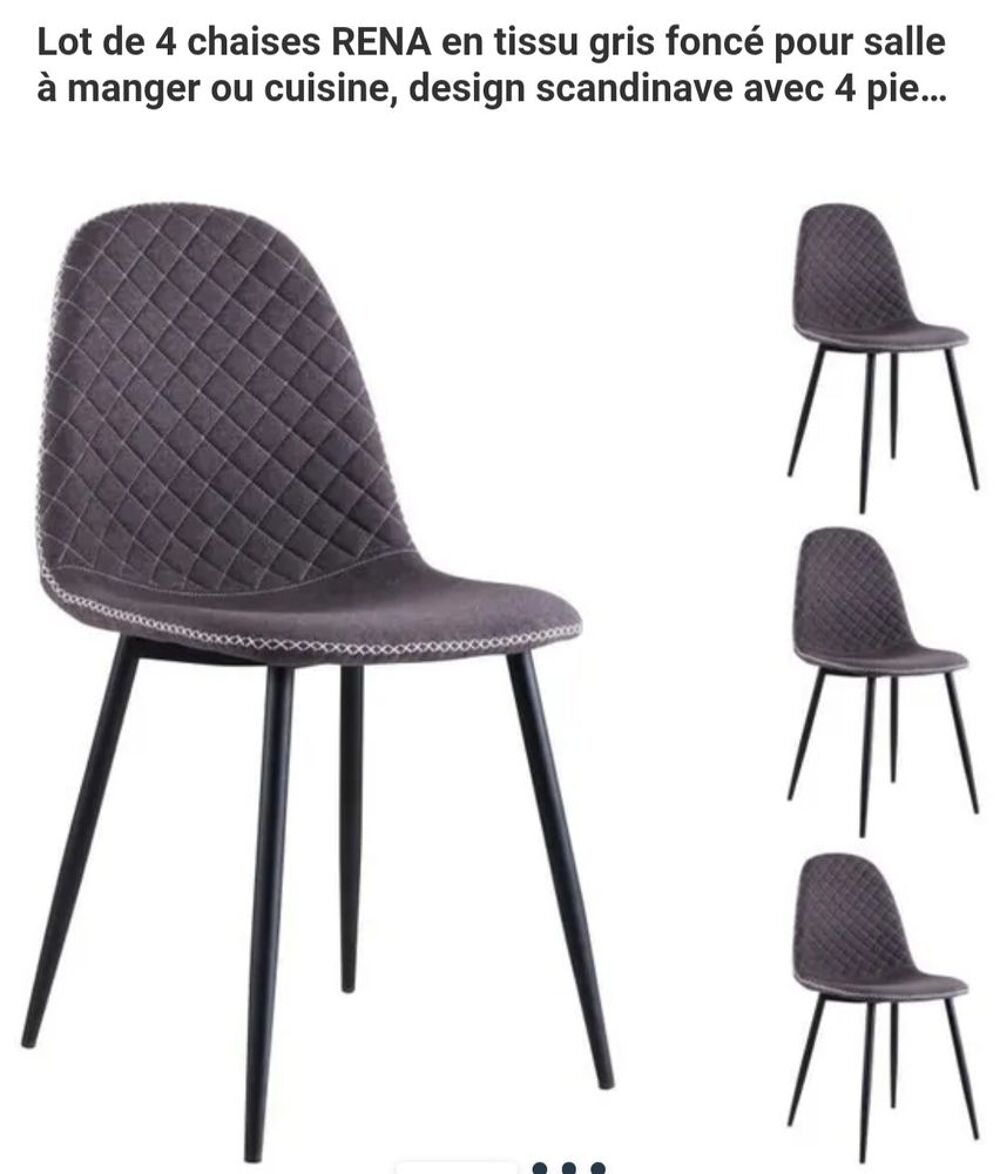 Vent 4 chaises tr&egrave;s bonne &eacute;tat Meubles