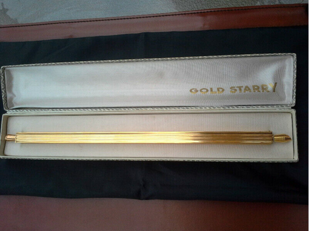R&egrave;gle plaqu&eacute;e or, avec stylo et coupe papier GOLD STARRY 