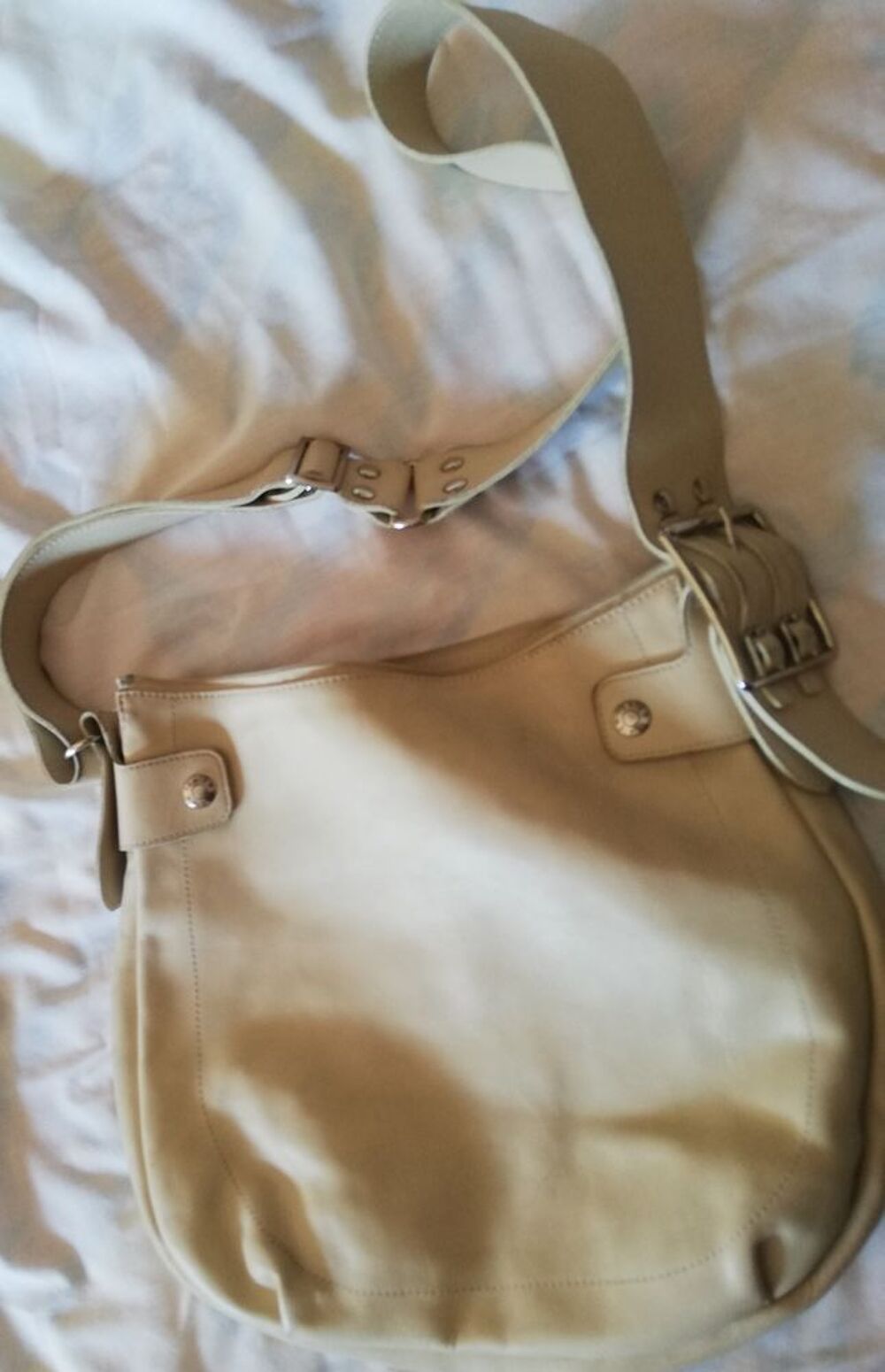 Beau sac beige en cuir TEXIER Maroquinerie
