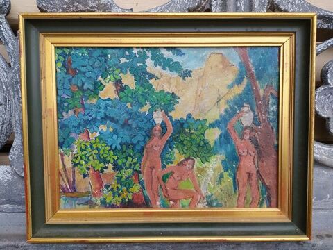 Ancien Tableau Baigneuses Orientalisme 70 Loches (37)