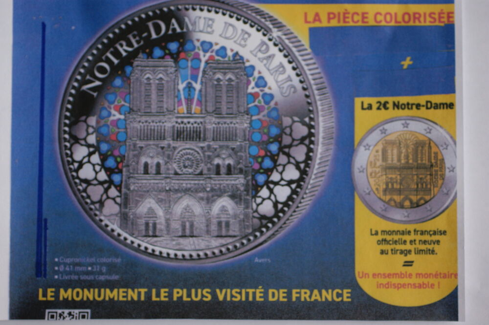 Pi&egrave;ce de collection coloris&eacute;e Notre-Dame de Paris 