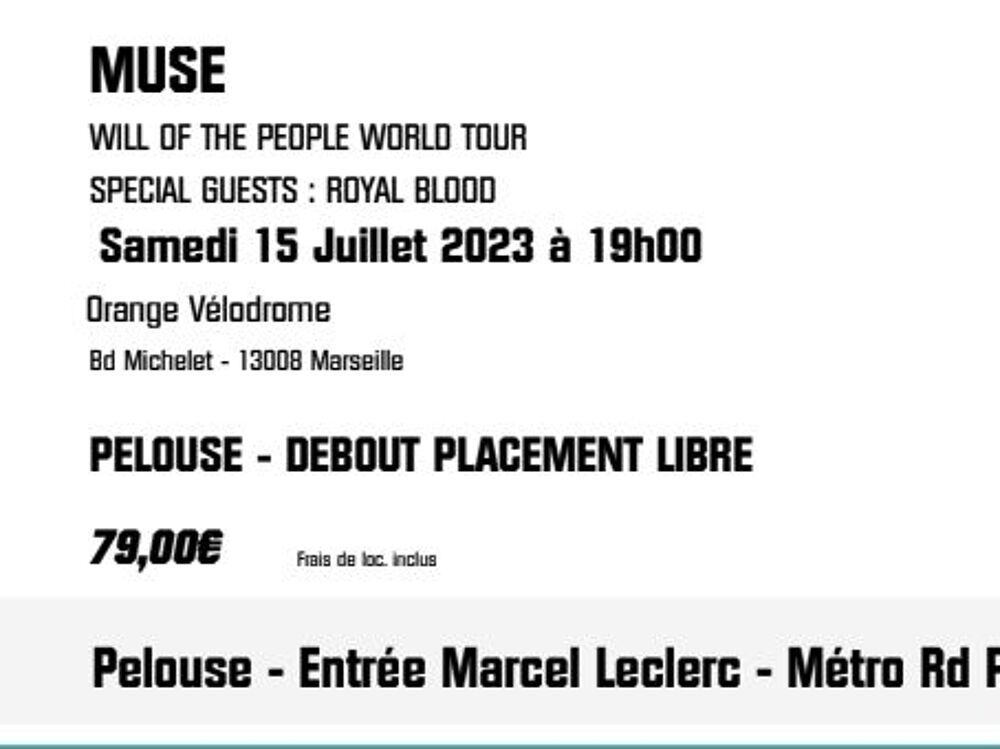 Muse Marseille Billetterie