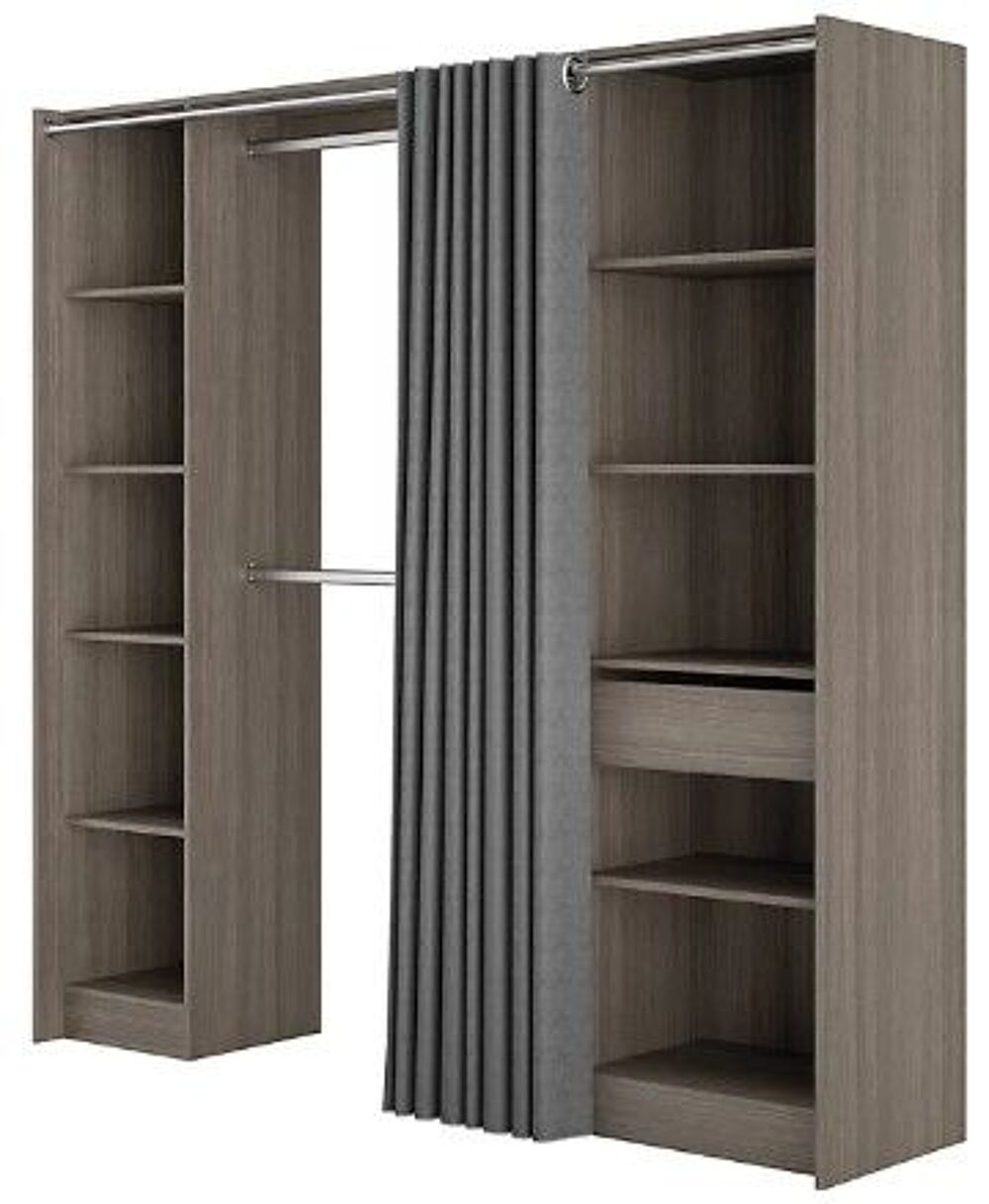Dressing 2 colonnes, 2 penderies, 10 tablettes et tiroir Meubles