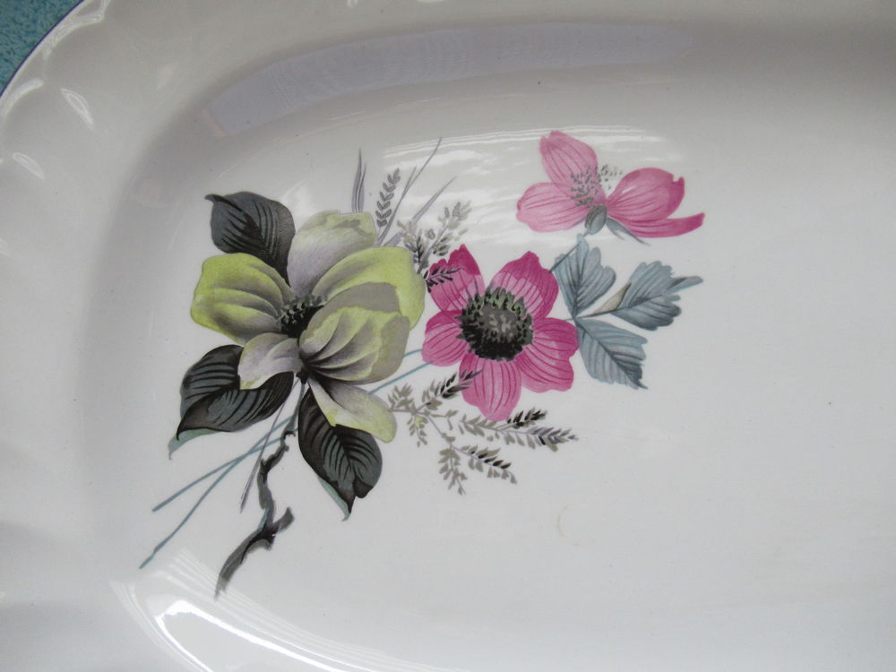 Plat ancien KG Lun&eacute;ville Badonviller blanc &agrave; fleurs Cuisine