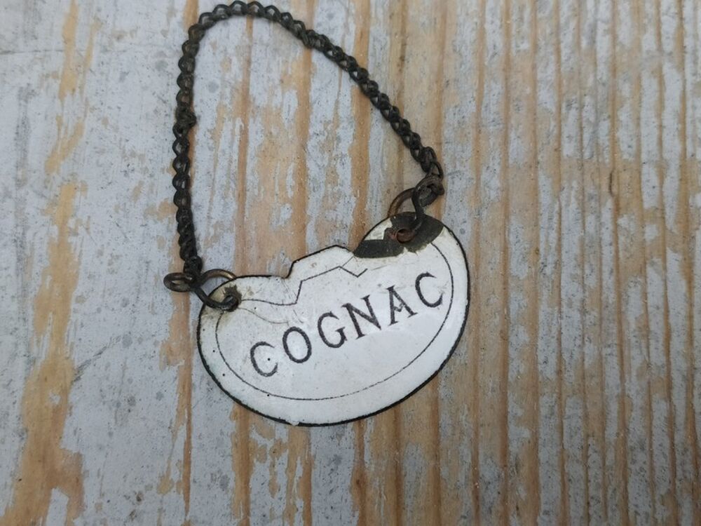 Ancienne Plaque &Eacute;maill&eacute;e Cognac Liqueur Bouteille Carafe 