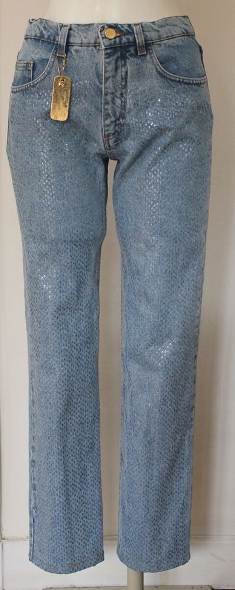 Pantalon bleu paillet� ROBERTO CAVALLI T.36 Fr diamante 220 Issy-les-Moulineaux (92)