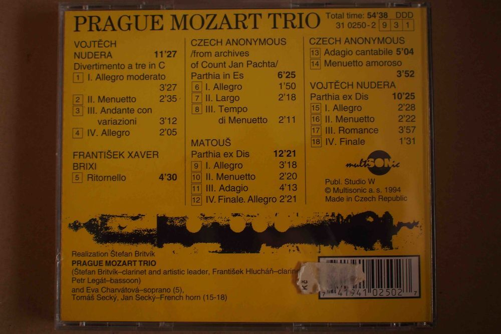 PRAGUE MOZART TRIO, CD et vinyles