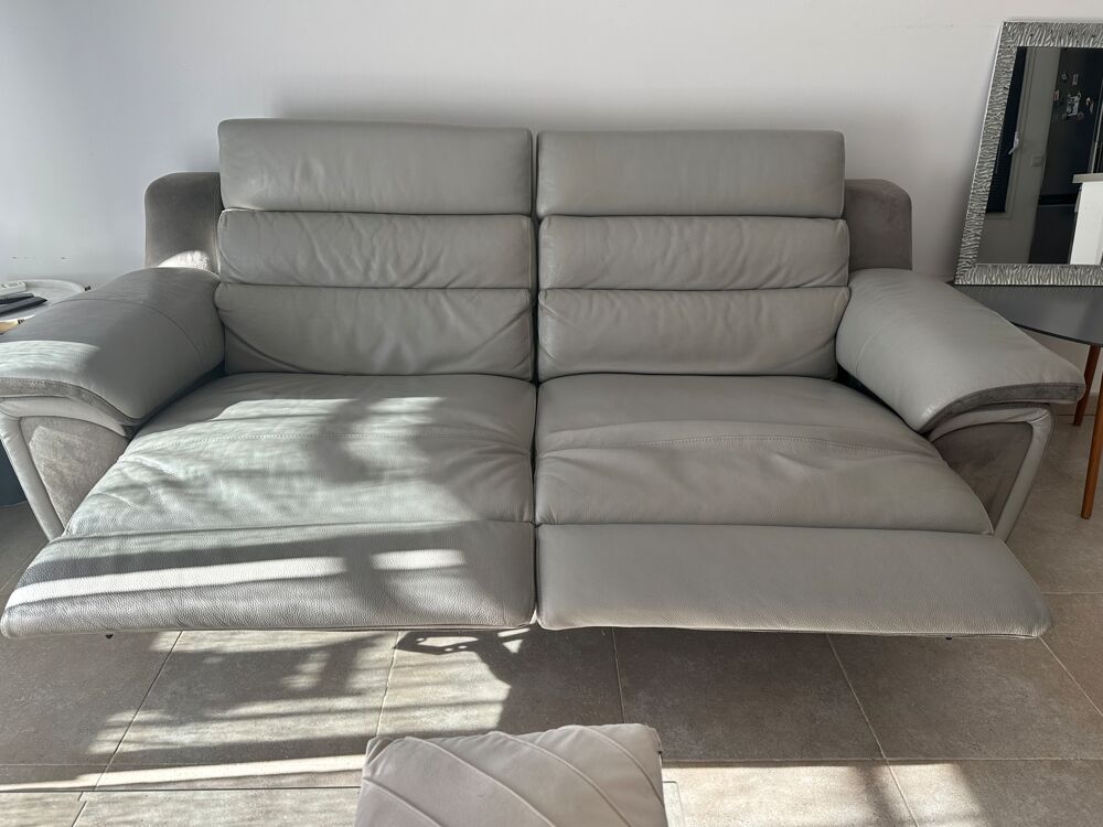Canap&eacute; cuir gris RELAX Meubles