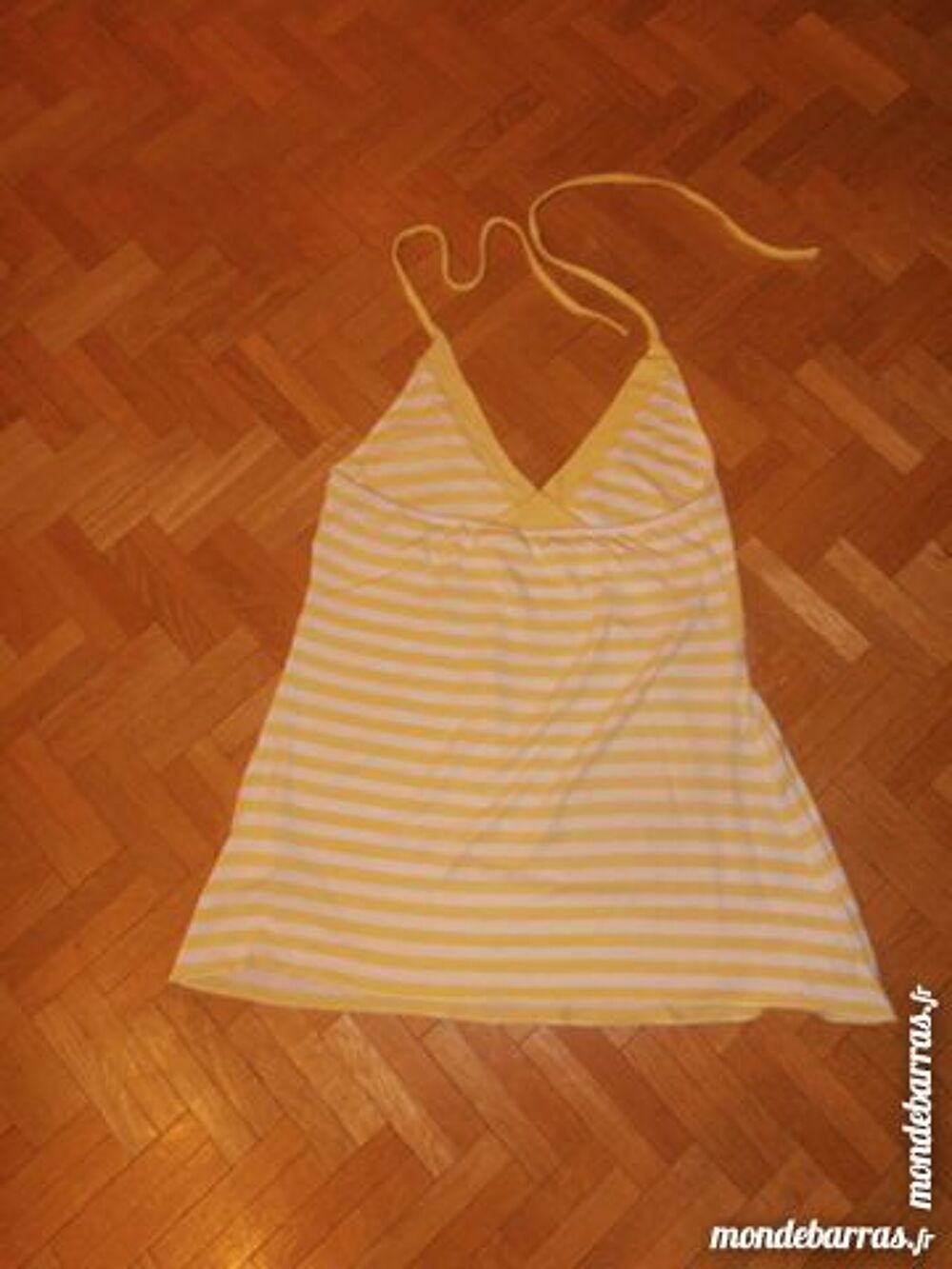 Dos nu ray&eacute; blanc/jaune (V11) Vêtements