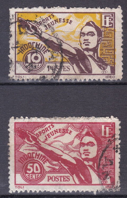 Timbres FRANCE-INDOCHINE-1944 YT 284-285  1 Paris 1 (75)