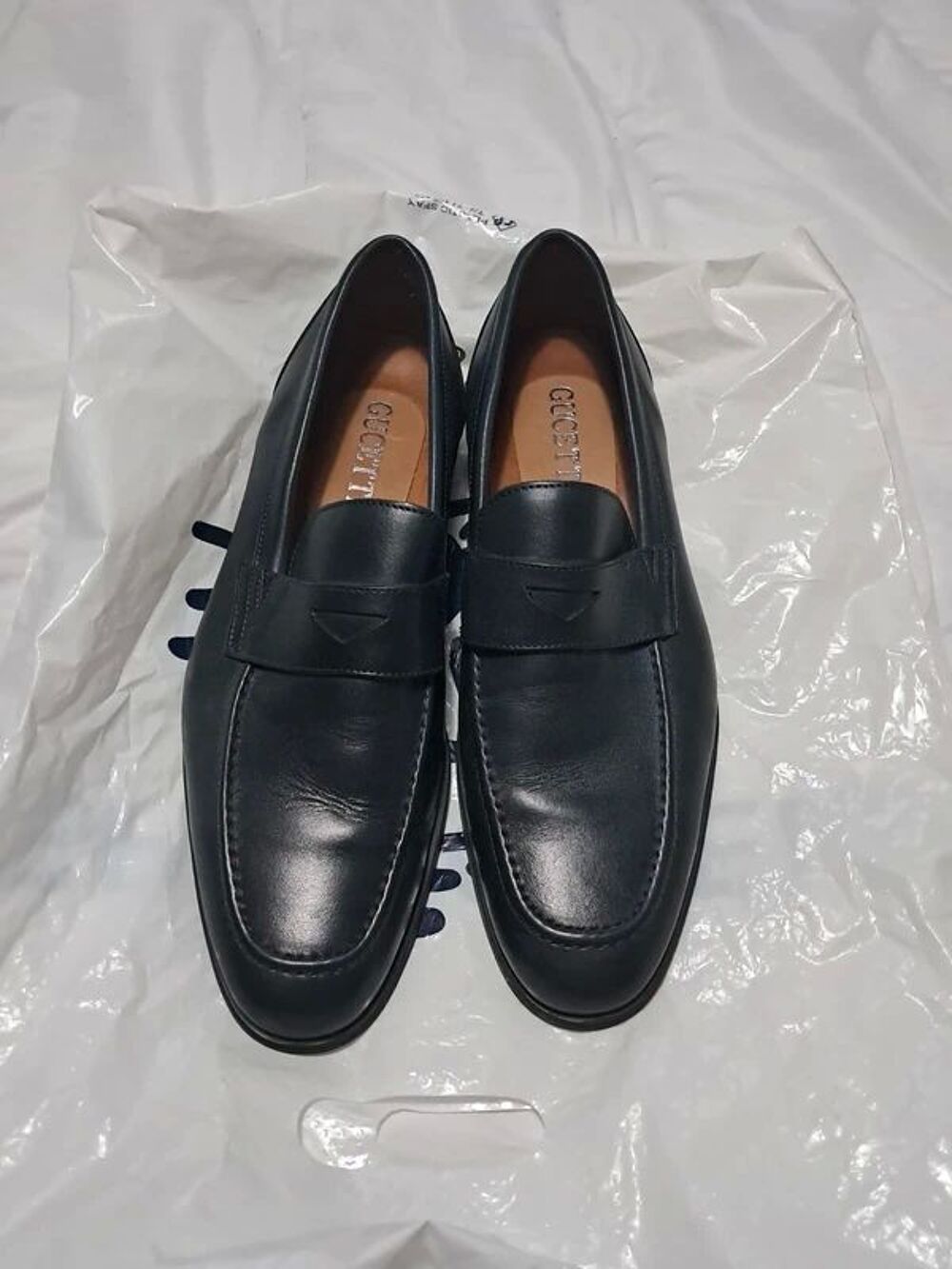 Chaussures homme cuir bleu nuit ? marque italienne ? tr&egrave;s pe Chaussures