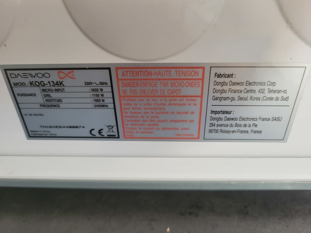 micro-ondes daewoo Cuisine