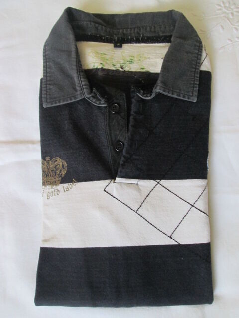 Polo manches longues  rayures noir et blanc taille S 8 Chauriat (63)