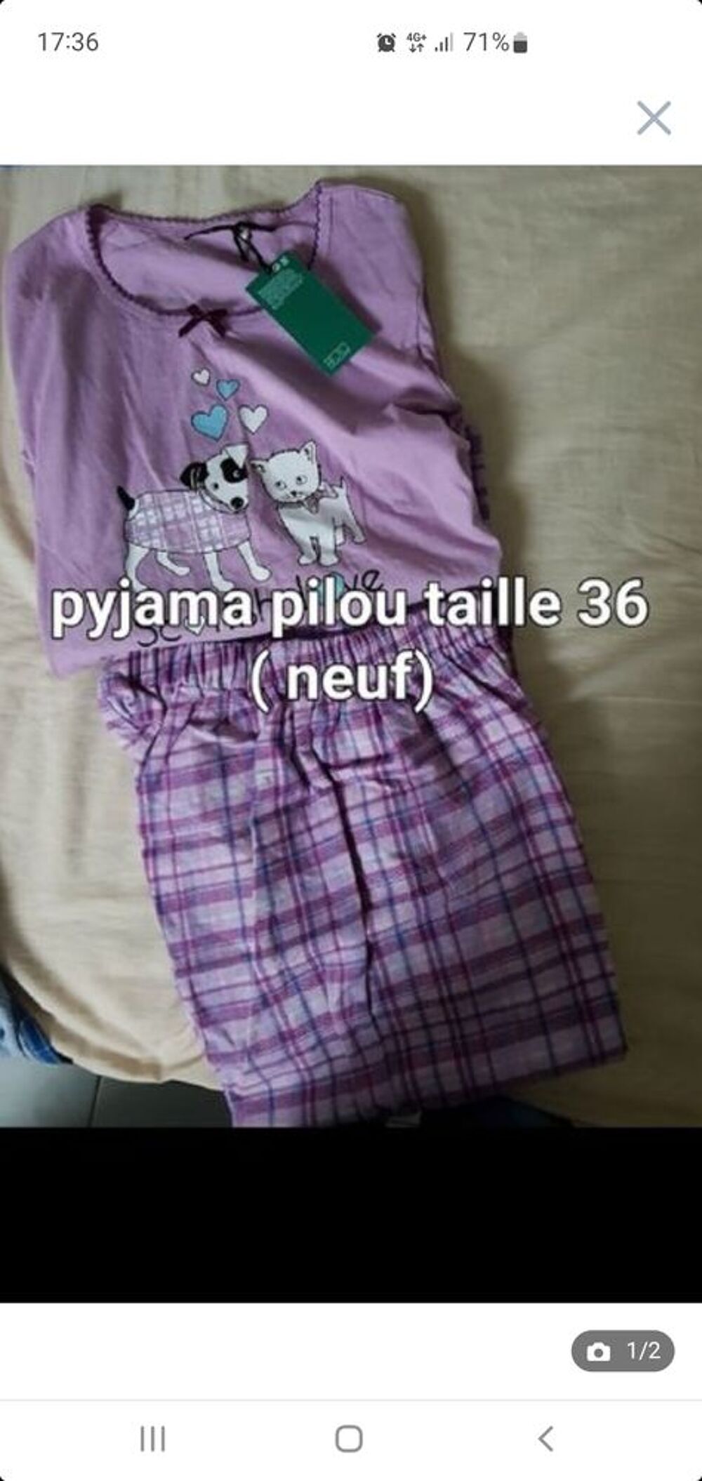 pyjama pilou motif chien taille 36 ( neuf) Vêtements