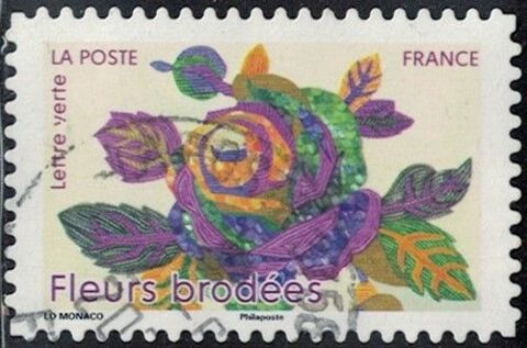 France 2025 Oblitéré Used Troisièmes Fleurs Brodées Y&T FR 2 0.45 Chesny (57)