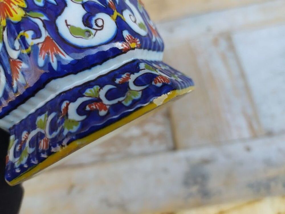 Grand Vase Desvres Fourmaintraux Fr&egrave;res Bleu Cobalt Décoration