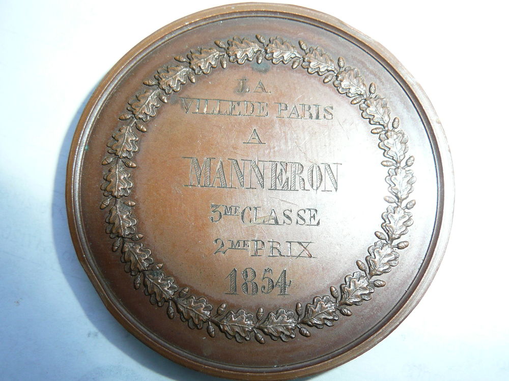 M&eacute;daille Napol&eacute;on III T&ecirc;te nue 1854 en cuivre 
