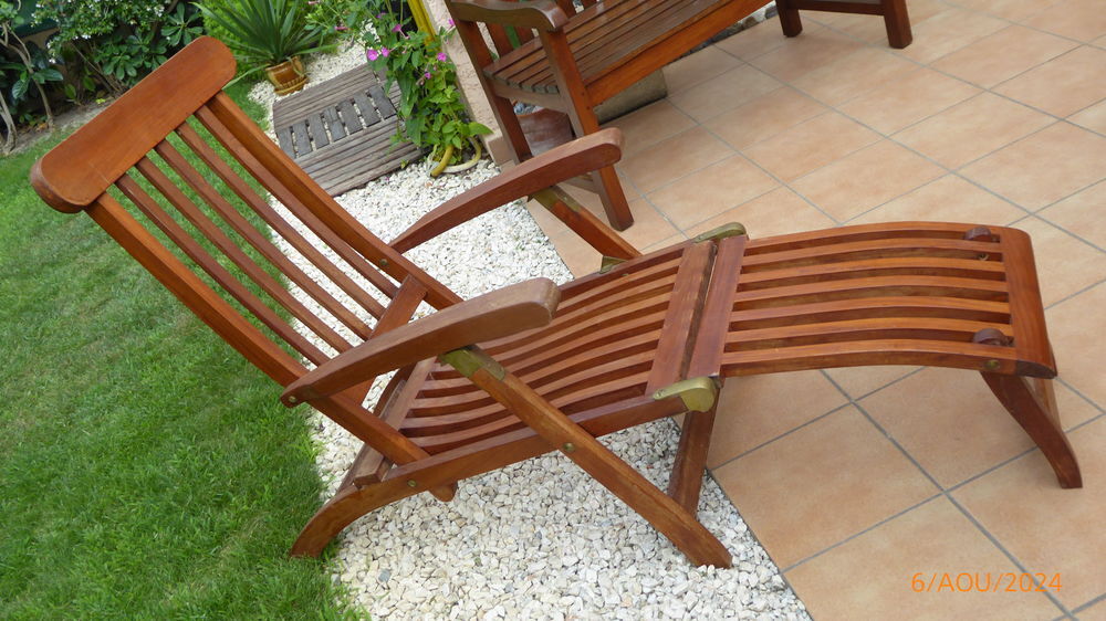 Chaise longue relax en teck Jardin