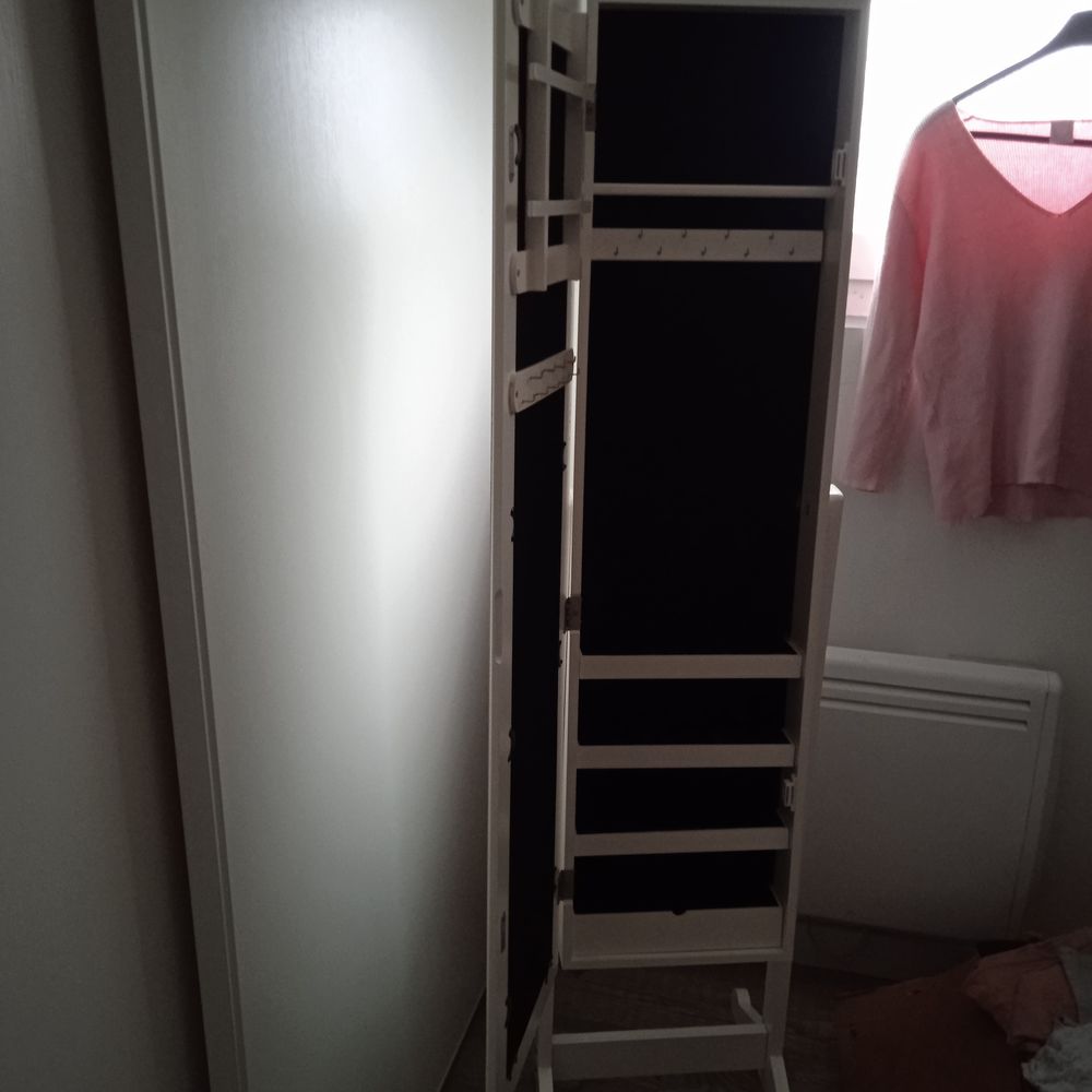 psych&eacute;e blanc bois rangement bijoux hauteur 140 Meubles
