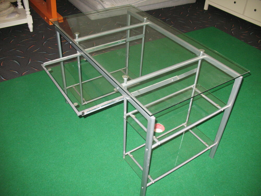Bureau informatique m&eacute;tal et verre Meubles