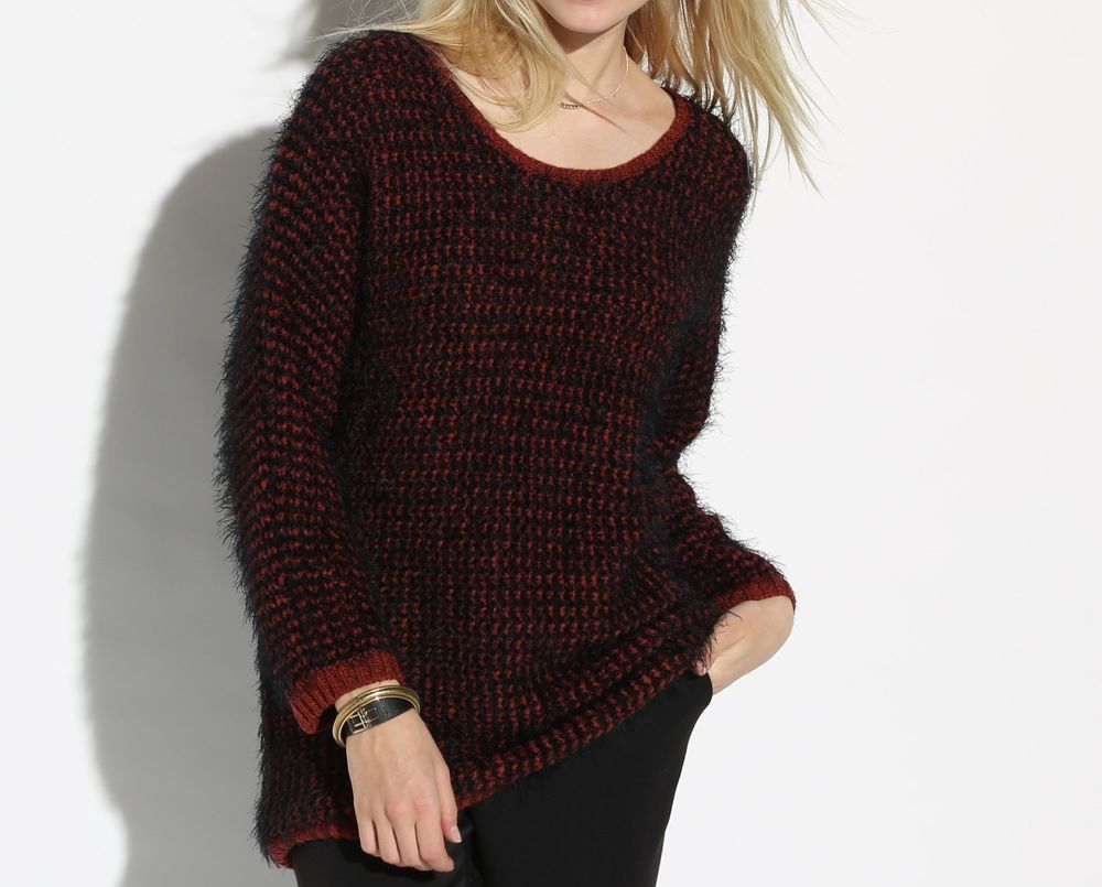 Pull fils poilu marron - noir 3 Suisses douillet - T 38 - 40 Vêtements