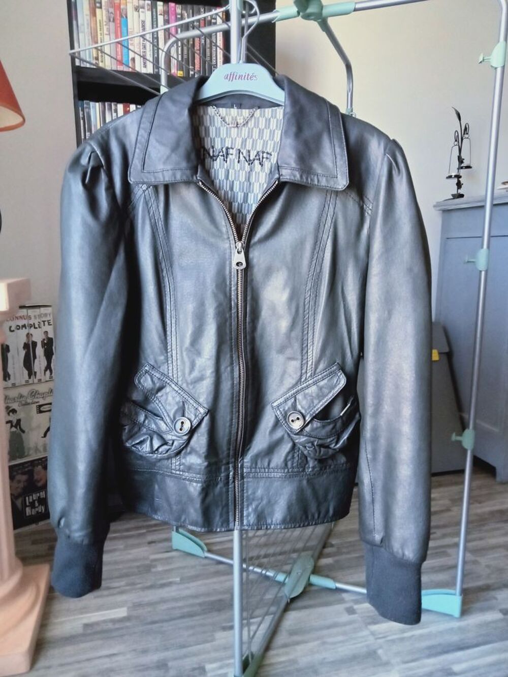 Blouson 100% cuir noir Naf Naf V�tements