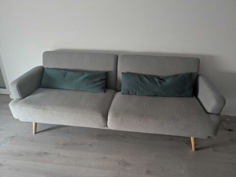 Canapé 3 places gris clair + 2 coussins 100 Valenciennes (59)