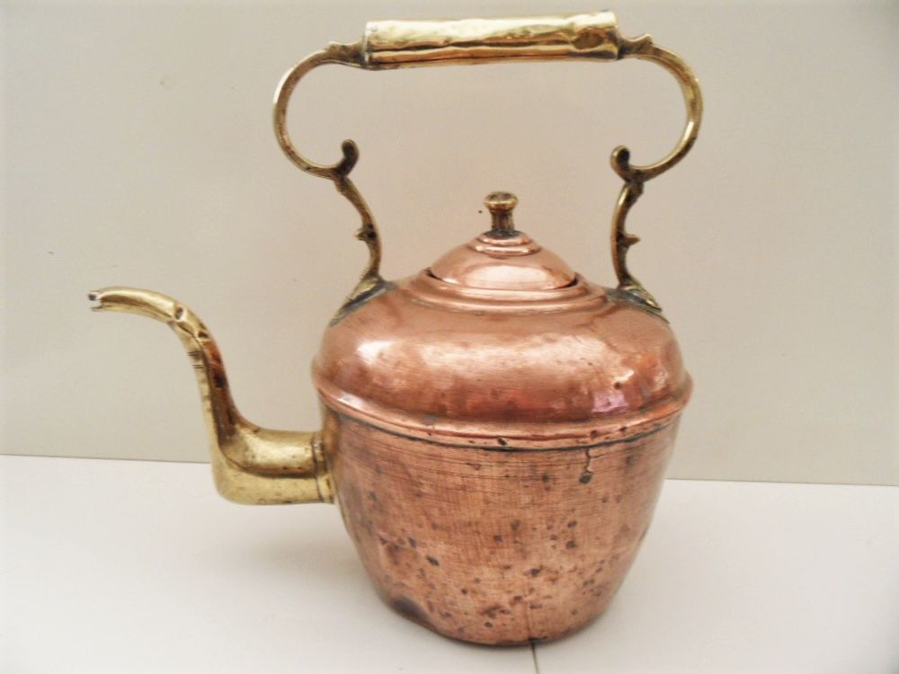 BOUILLOIRE ANCIENNE CUIVRE ET LAITON 19&egrave;me SIECLE FRANCE Décoration