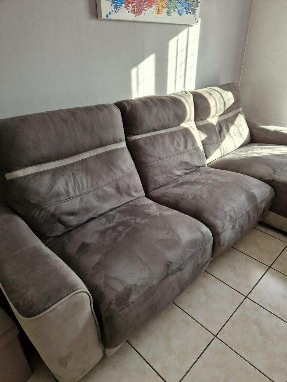Canap&eacute; d'angle gris electrique avec Relax et M&eacute;ridienne Meubles
