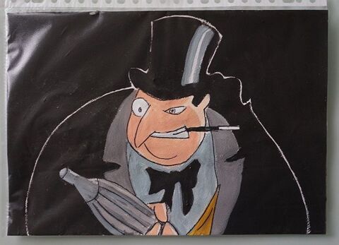 peinture - batman - le pingouin - sur papier aquarelle forma Fougères (35)