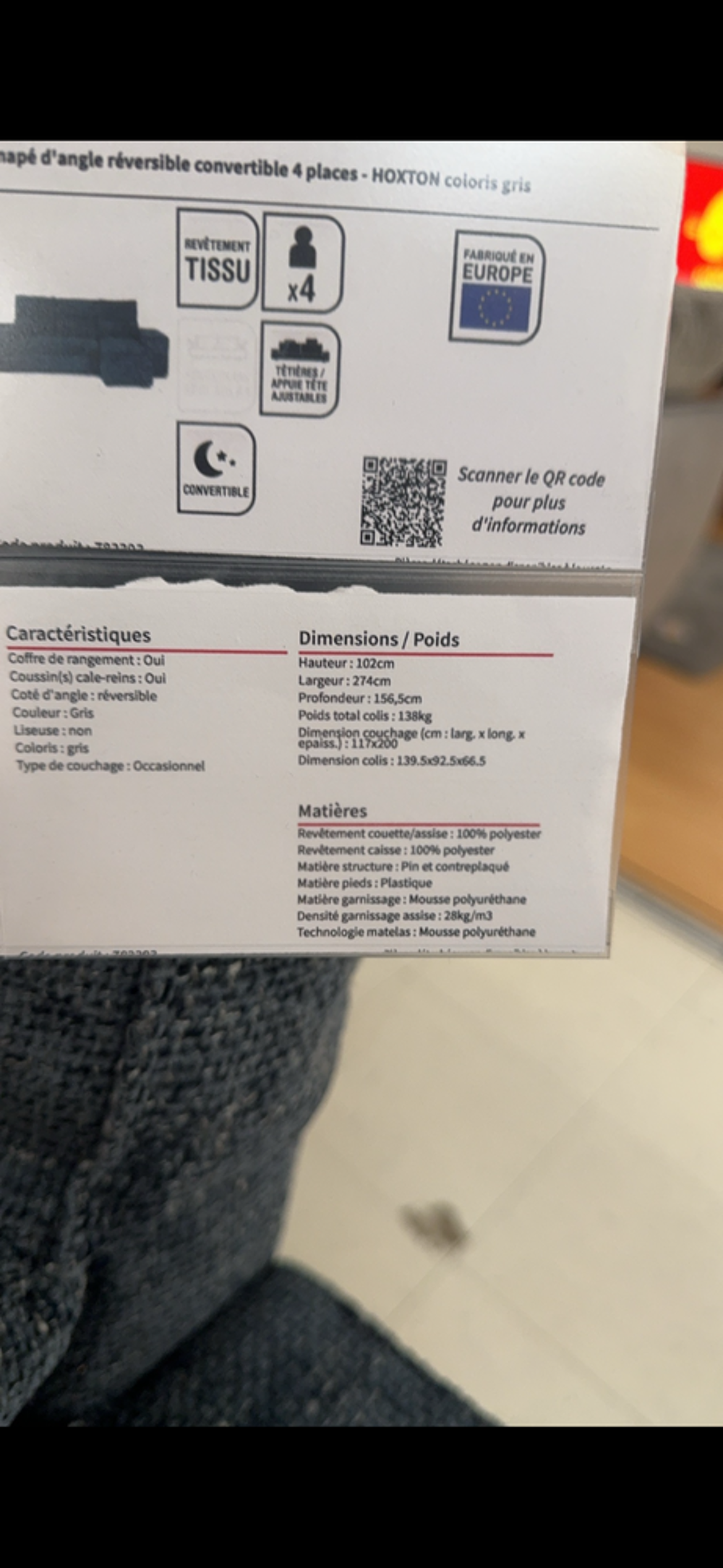 Canap&eacute; d'angle convertible Meubles