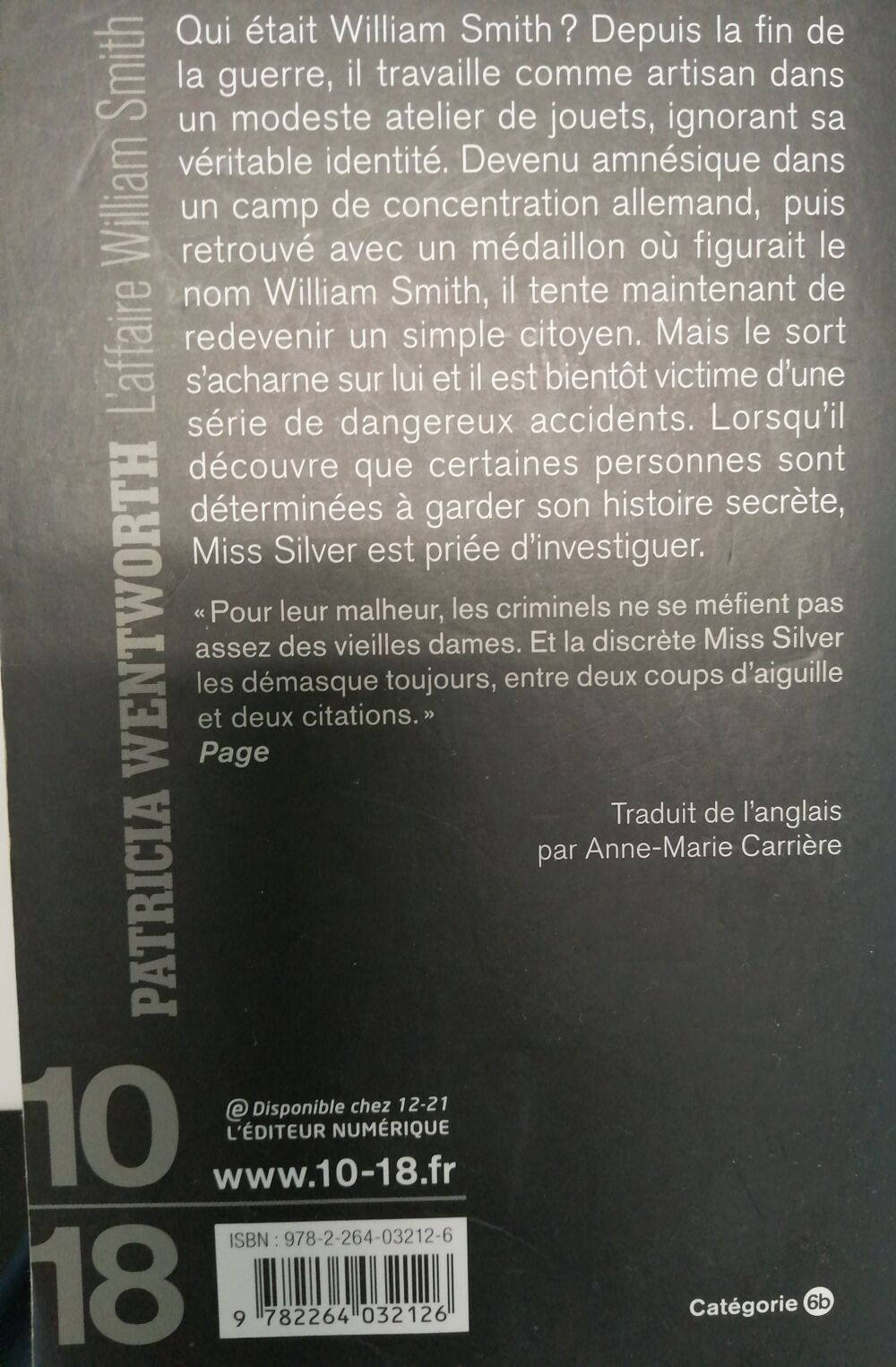 de Patricia Wentworth, "L'affaire William Smith" Livres et BD
