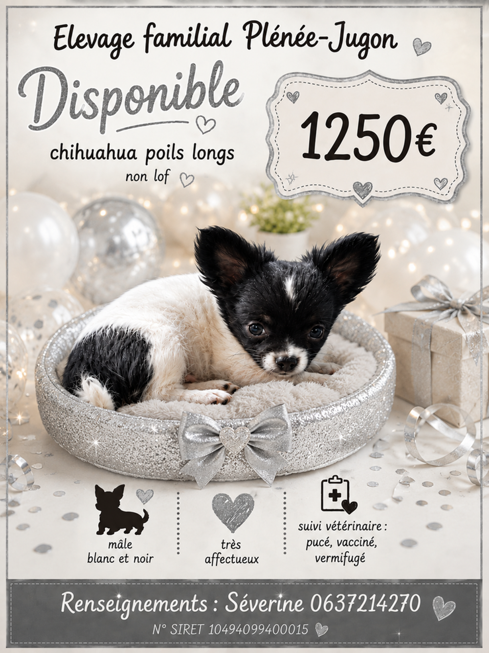   Disponible chihuahua non lof poils longs 
