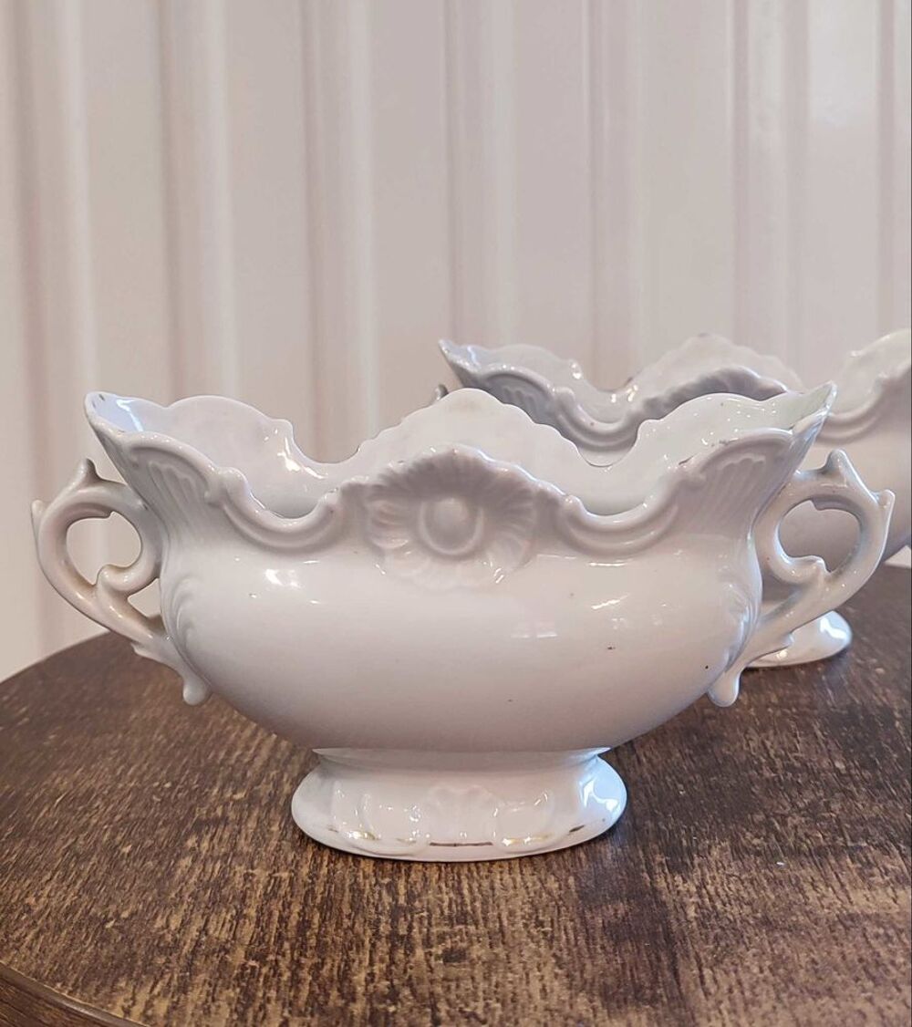 Paire de coupes fa&iuml;ence ancienne "St-Valery-sur-Somme" 1930 
