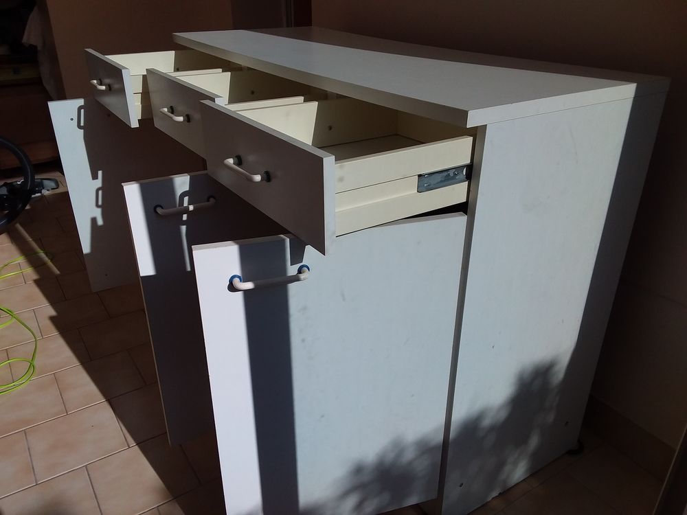 MEUBLE BAS DE CUISINE bois m&eacute;lamin&eacute; BLANC Meubles