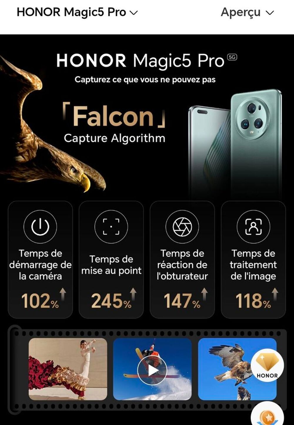 Smartphone Honor Magic 5 Pro Téléphones et tablettes