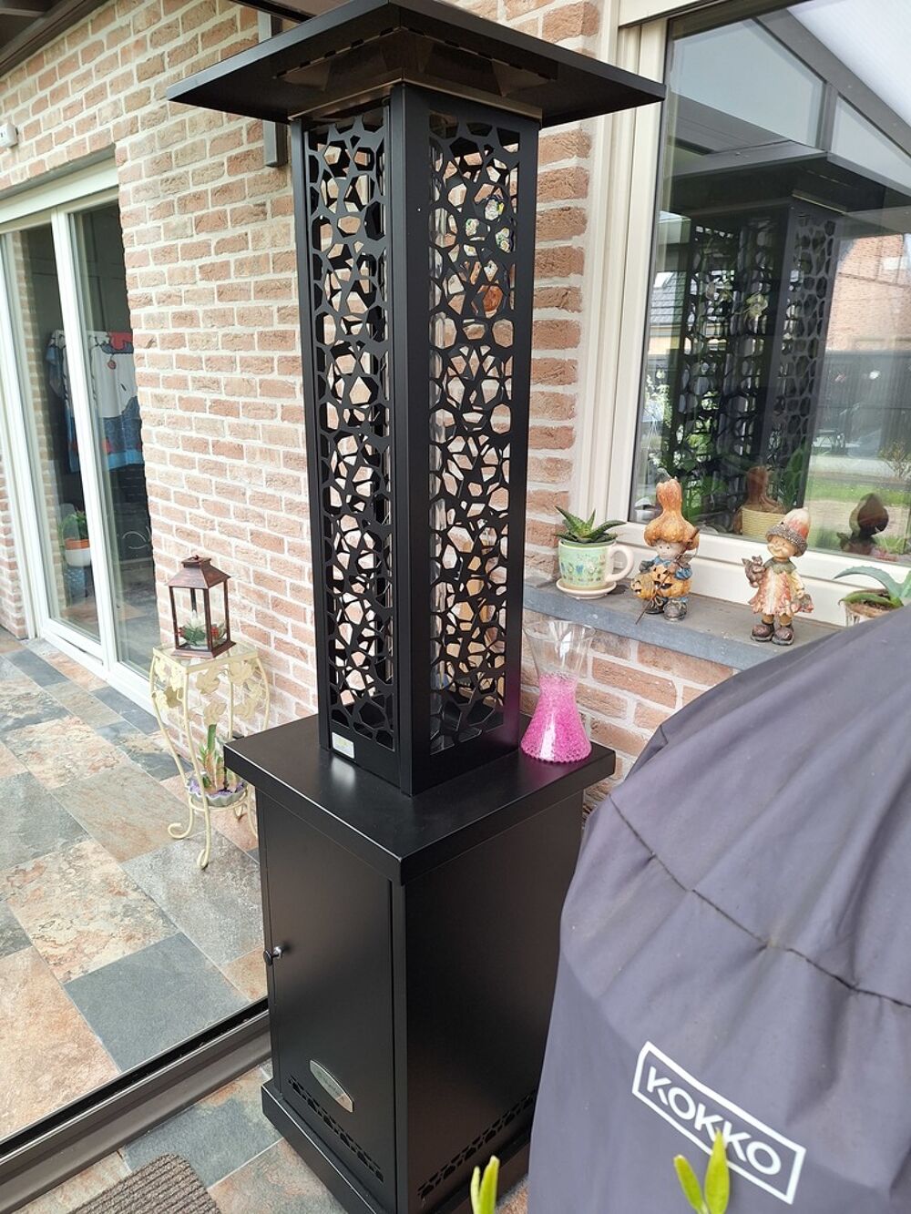 Chauffage d'ext&eacute;rieur m&eacute;tal noir Meubles