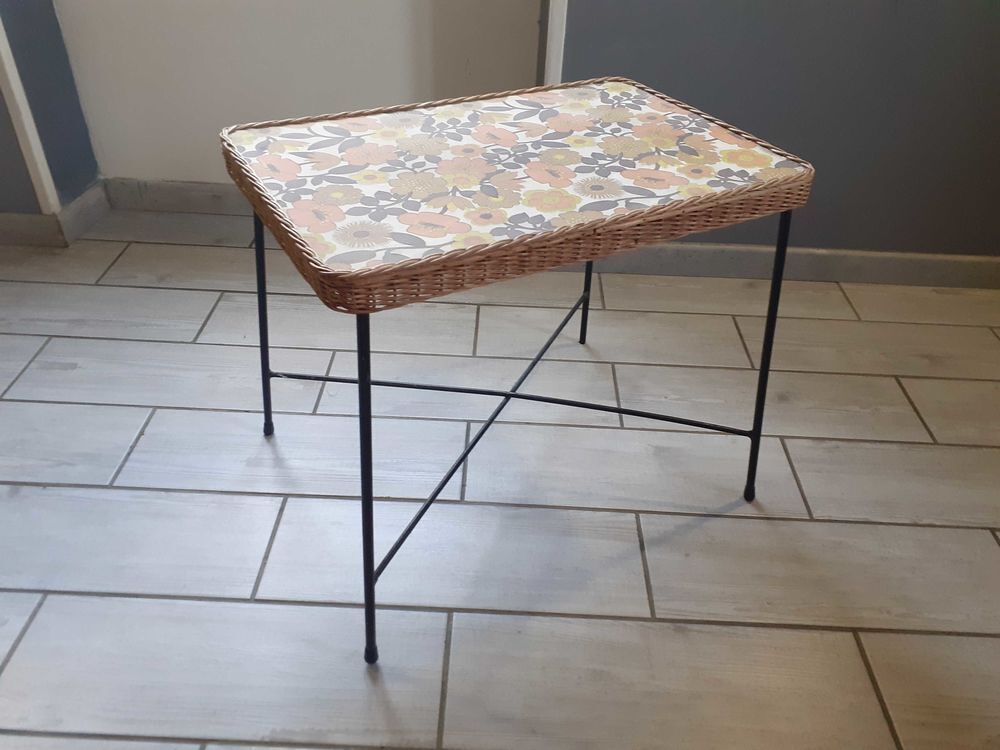 table et fauteuil rotin Vintage Meubles