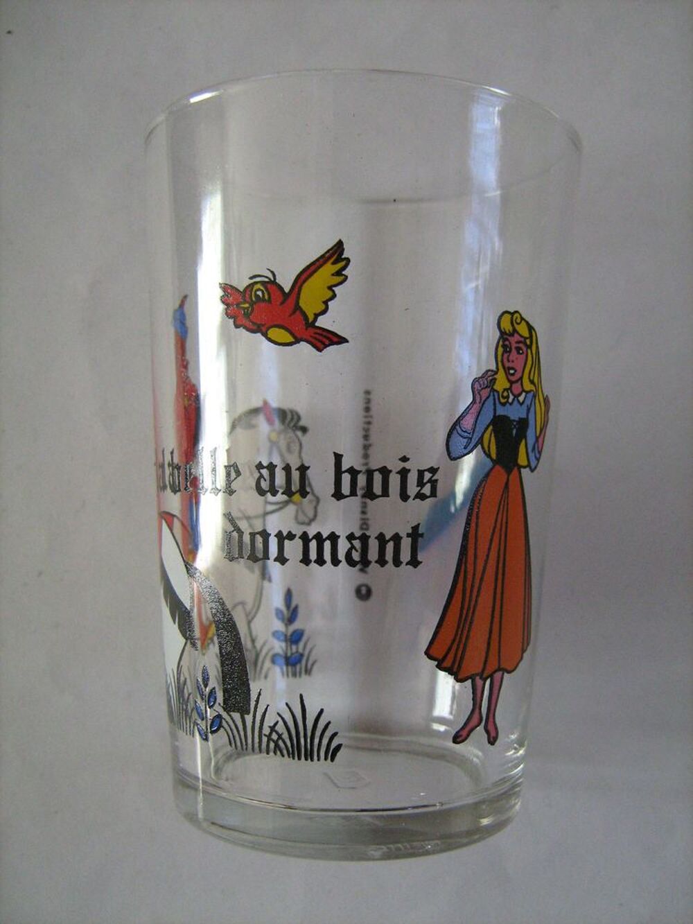 VERRE A MOUTARDE PUBLICITAIRE DECORE BD DYSNEY LA BELLE AU B 