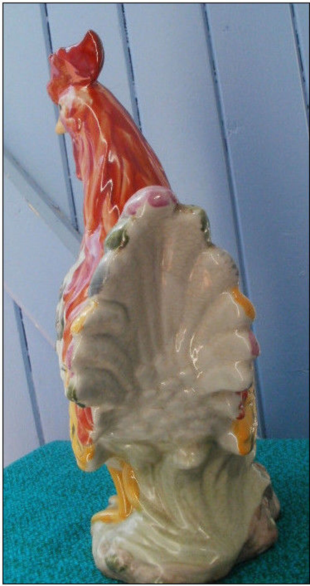 Statue, sculpture COQ en pl&acirc;tre, haut en couleur, Hauteur 30 Décoration