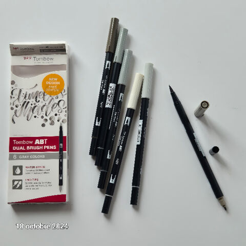 Ton gris , Tombow ABT, Feutre pinceau ABT Dual Brush Pen, do 20 Saumur (49)