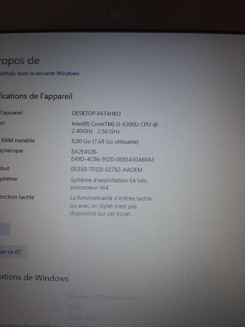PORTABLE DELL LATITUDE 7470 SSD 256 GO I5 de 6me gnration 180 Malakoff (92)