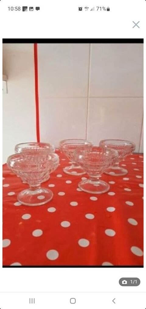 lot 5 coupes en verre � glace ou fruits. 5 Bron (69)