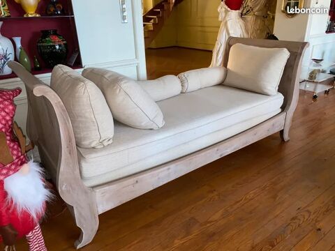 M�ridienne Lit-Canap� avec coussins ? Bois clair Excellent 550 Delle (90)