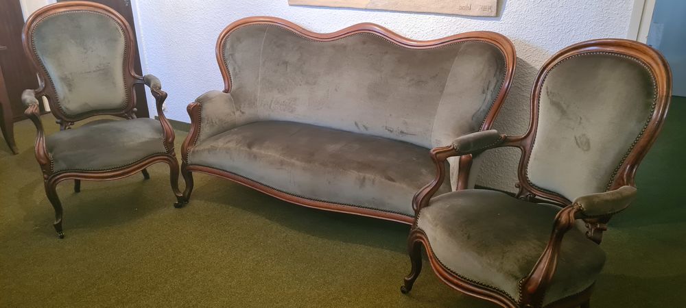 Canap&eacute; + 2 fauteuils style Napol&eacute;on III Meubles