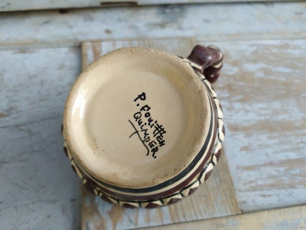 Tasse Fa&iuml;ence de Quimper Paul Fouillen Bretagne Décoration